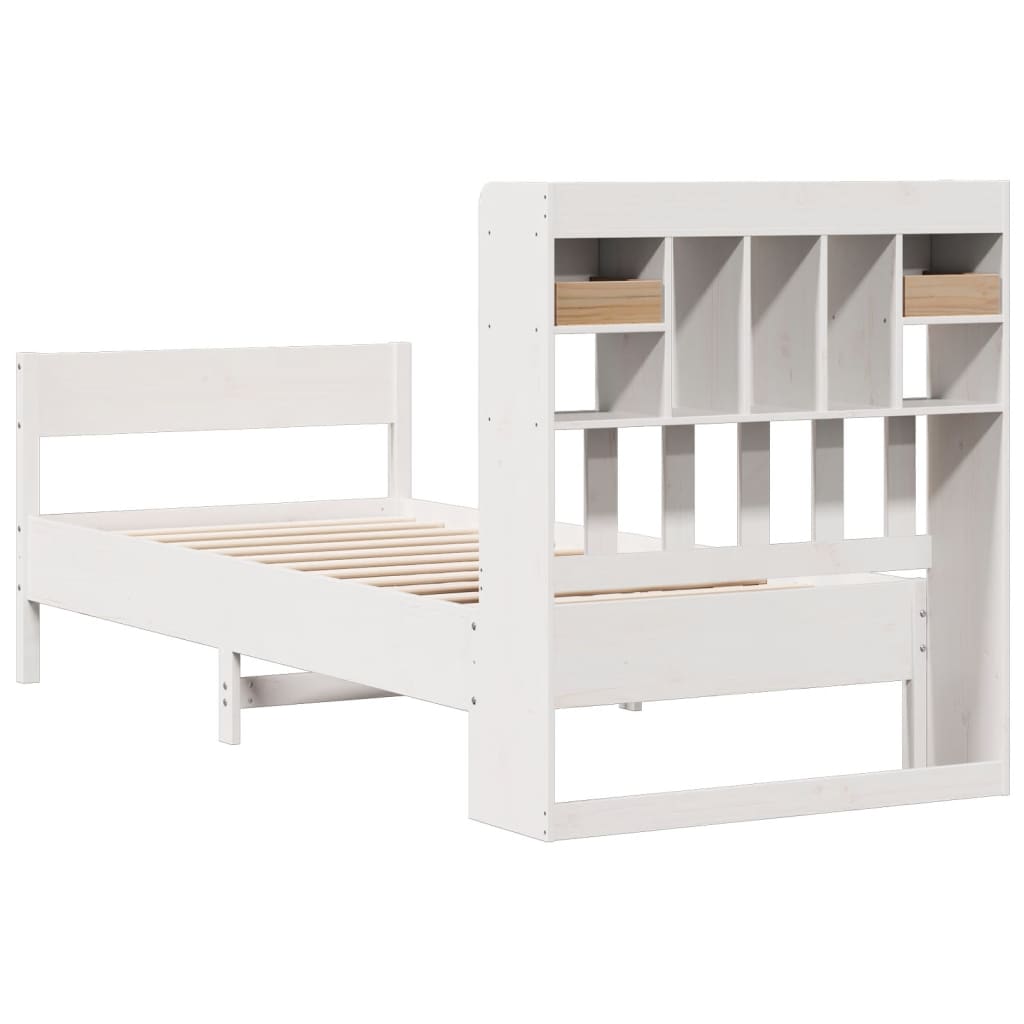 vidaXL Bookcase Bed without Mattress White 75x190 cm Small Single Solid Wood Pine