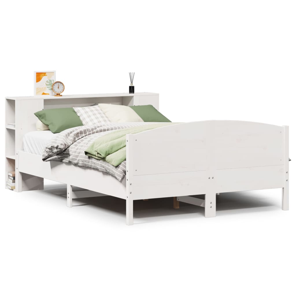 vidaXL Bookcase Bed without Mattress White 150x200cm Solid Wood Pine
