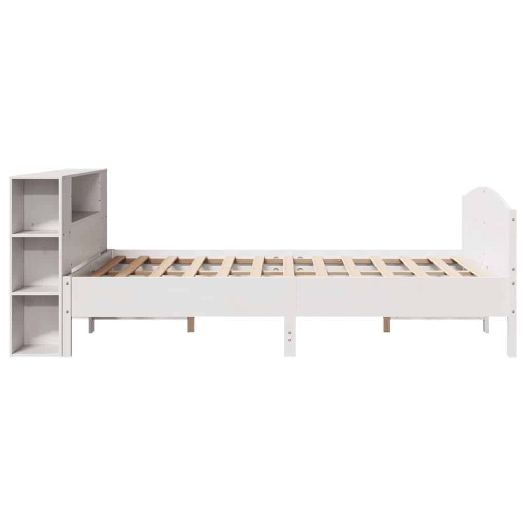 vidaXL Bookcase Bed without Mattress White 150x200cm Solid Wood Pine