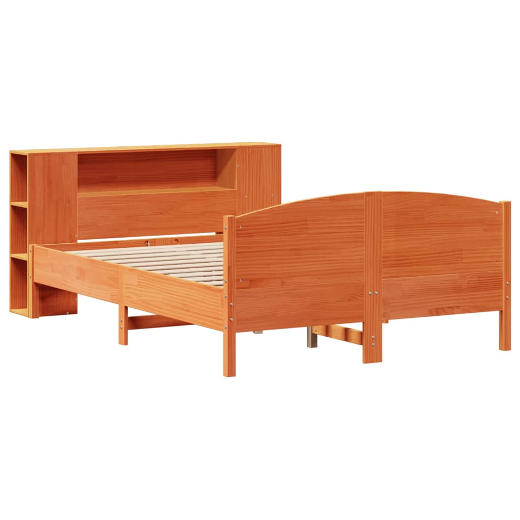 vidaXL Bookcase Bed without Mattress Wax Brown 150x200cm Solid Wood Pine