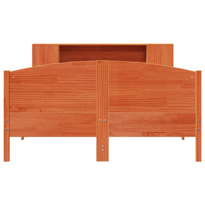 vidaXL Bookcase Bed without Mattress Wax Brown 150x200cm Solid Wood Pine