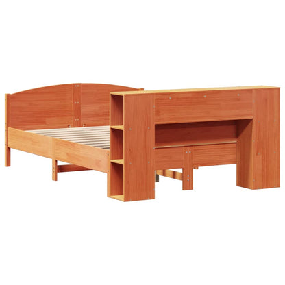 vidaXL Bookcase Bed without Mattress Wax Brown 150x200cm Solid Wood Pine