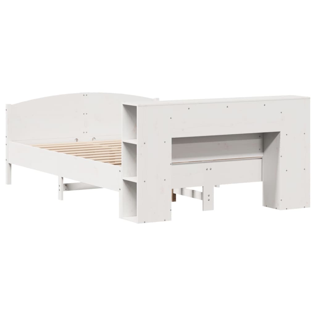 vidaXL Bookcase Bed without Mattress White 140x200cm Solid Wood Pine