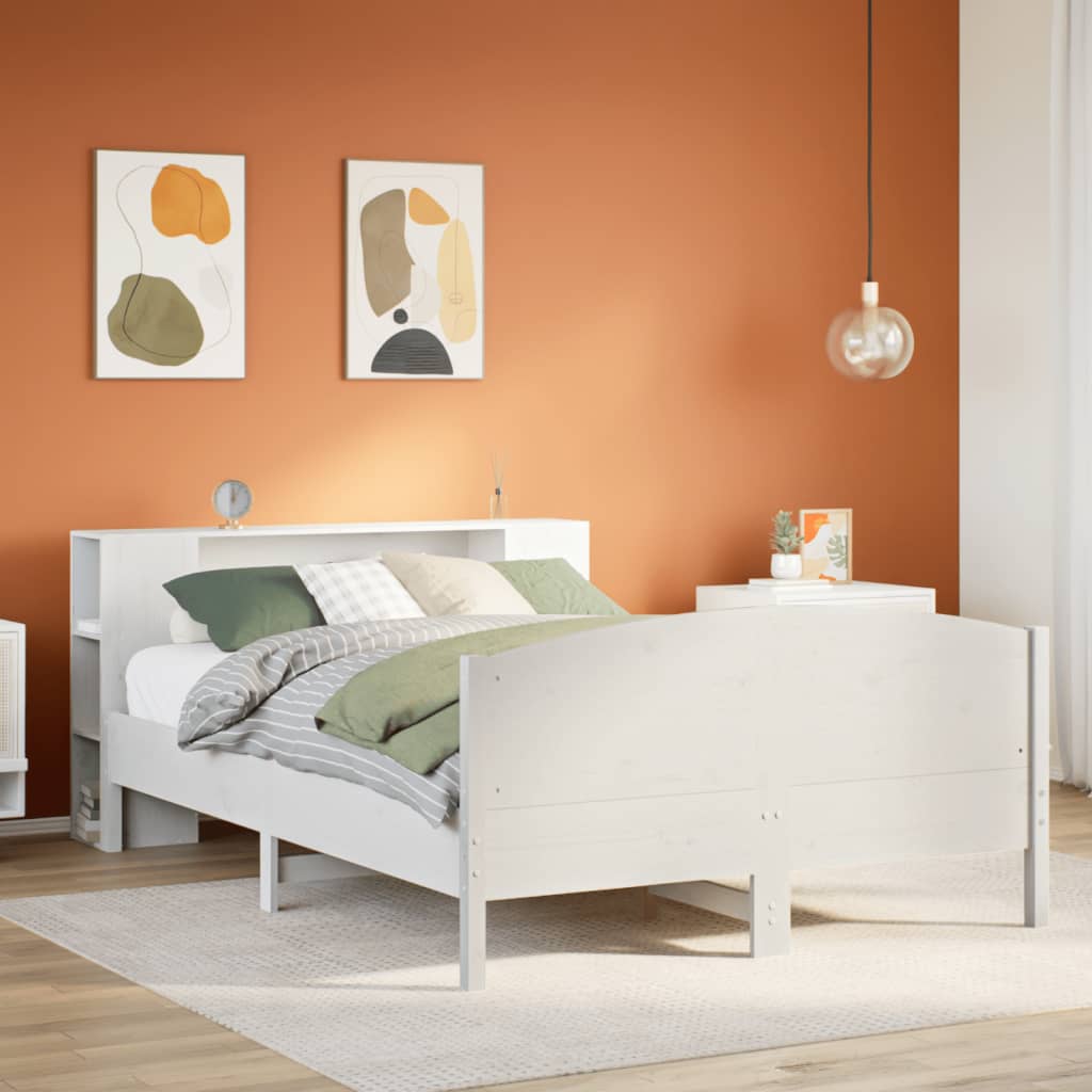 vidaXL Bookcase Bed without Mattress White 140x200cm Solid Wood Pine