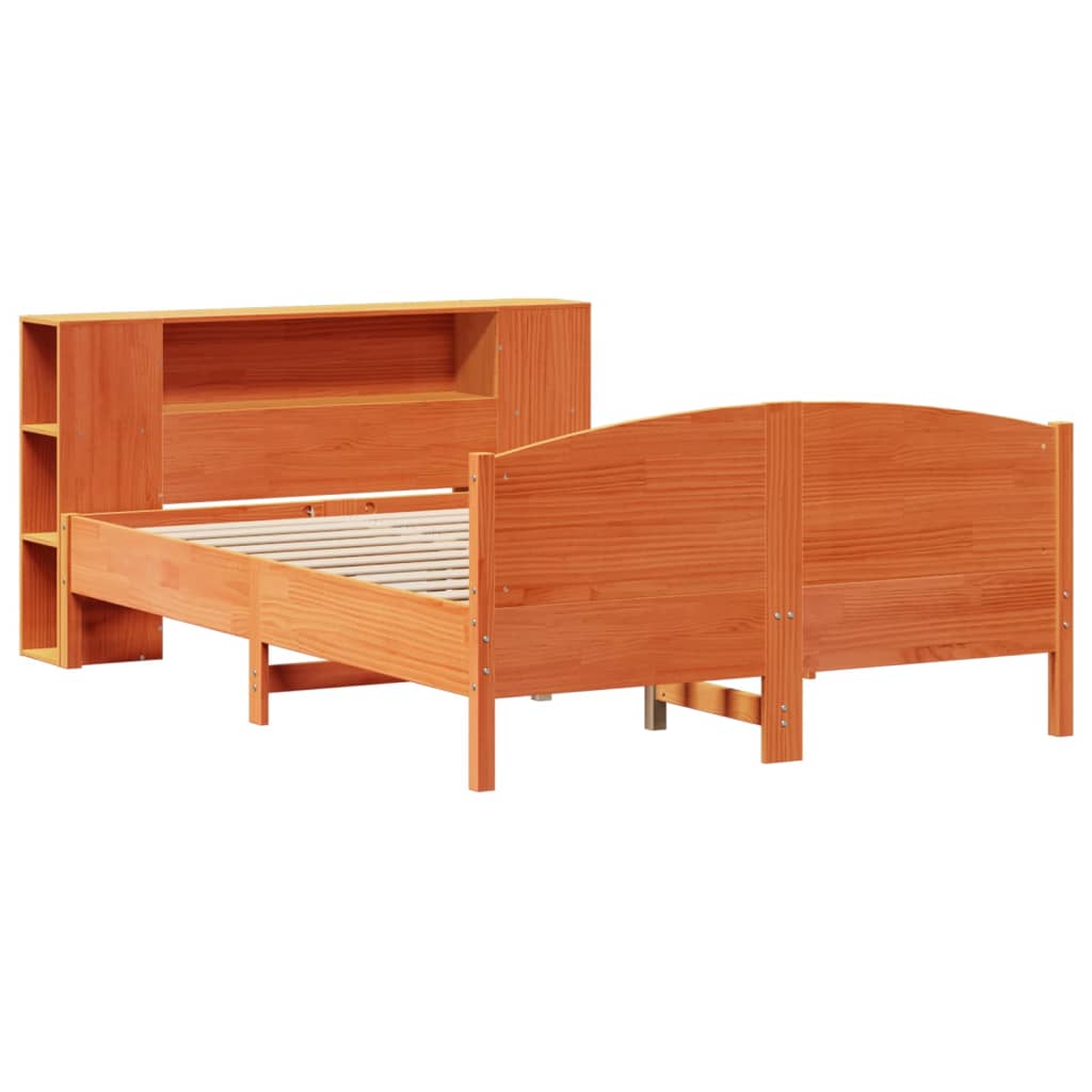 vidaXL Bookcase Bed without Mattress Wax Brown 140x200cm Solid Wood Pine