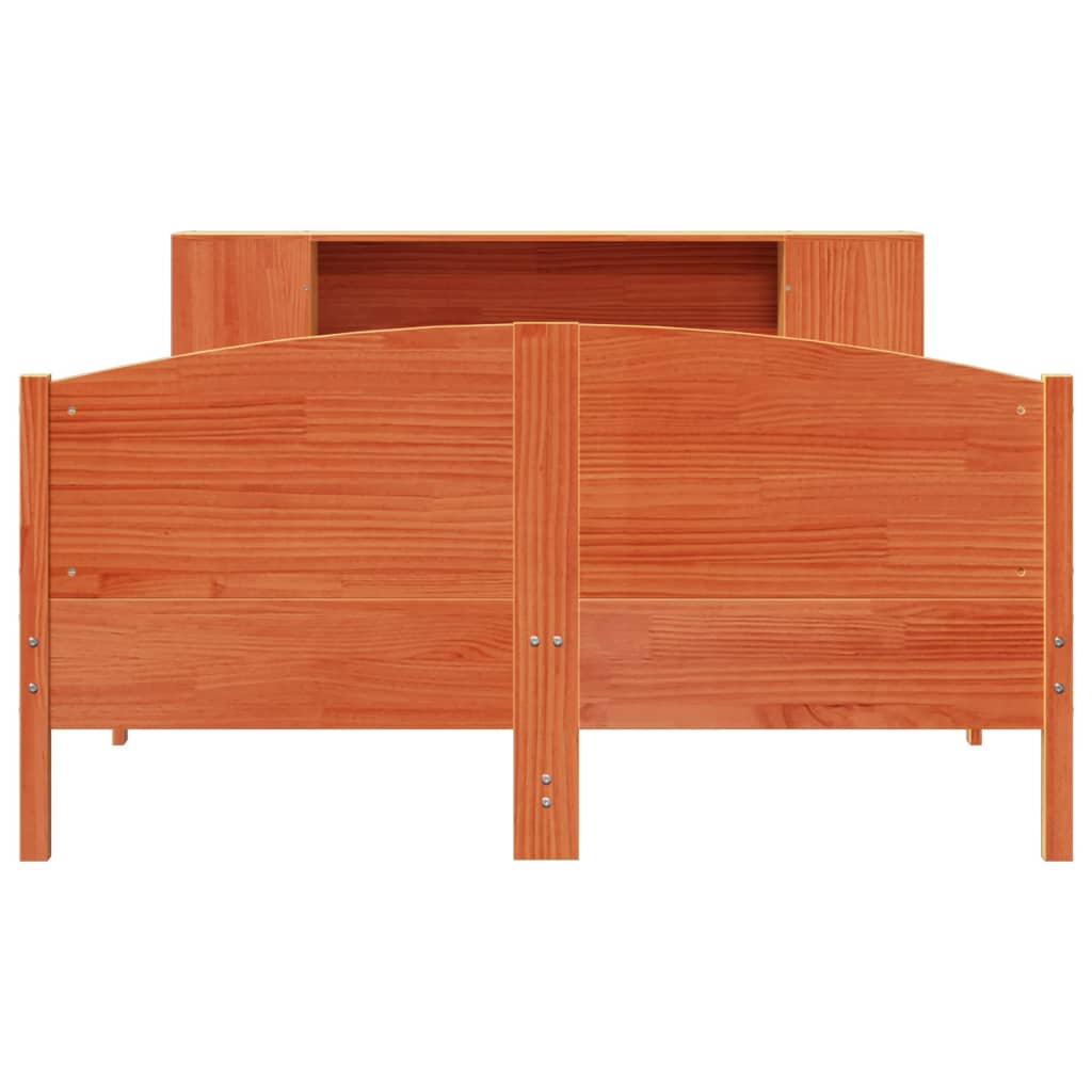 vidaXL Bookcase Bed without Mattress Wax Brown 140x200cm Solid Wood Pine