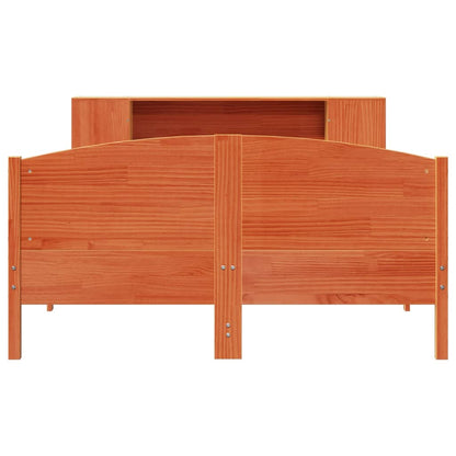 vidaXL Bookcase Bed without Mattress Wax Brown 140x200cm Solid Wood Pine