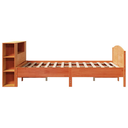 vidaXL Bookcase Bed without Mattress Wax Brown 140x200cm Solid Wood Pine