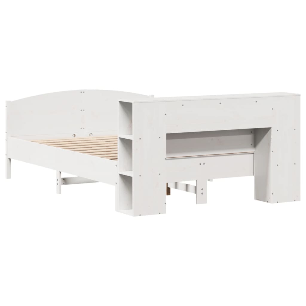 vidaXL Bookcase Bed without Mattress White 135x190cm Solid Wood Pine