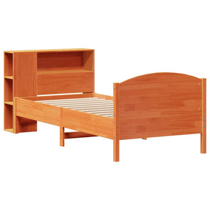 vidaXL Bookcase Bed without Mattress Wax Brown 100x200cm Solid Wood Pine