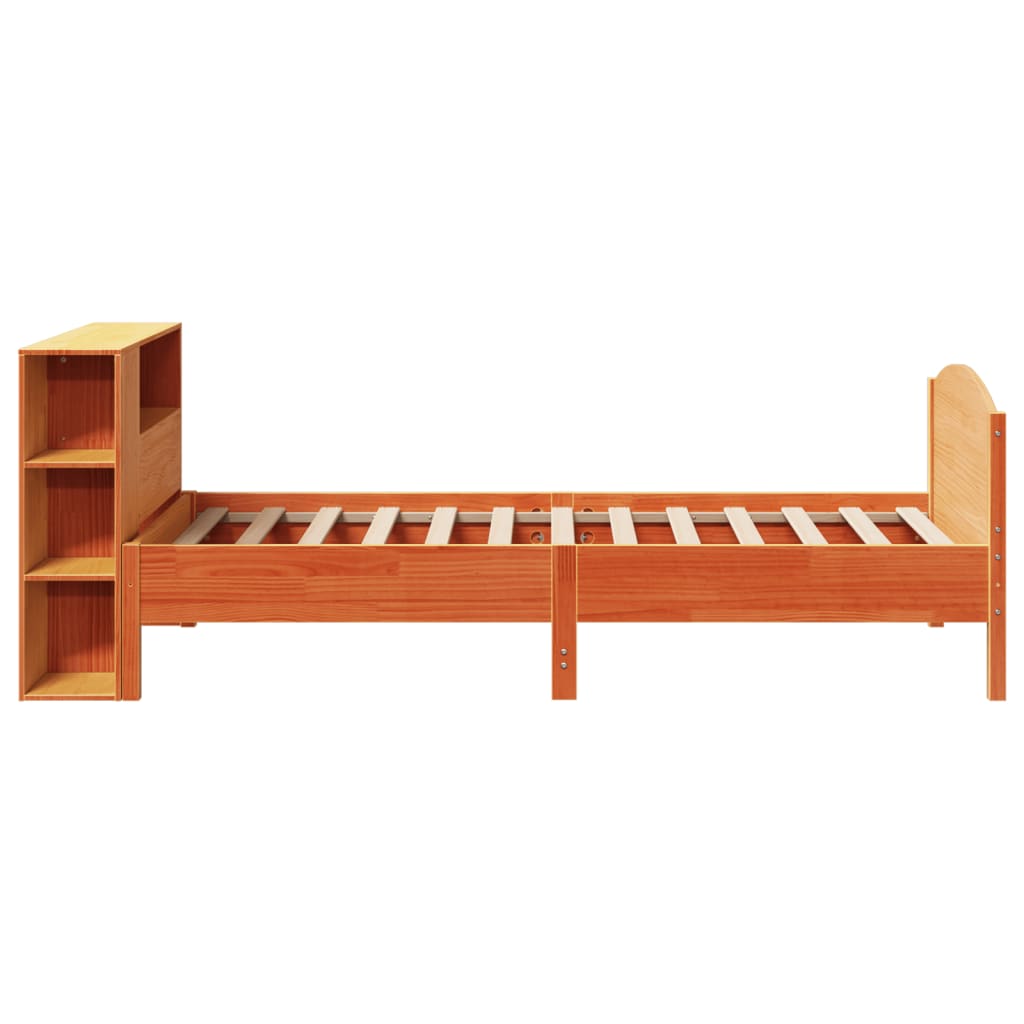 vidaXL Bookcase Bed without Mattress Wax Brown 100x200cm Solid Wood Pine