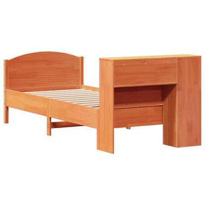 vidaXL Bookcase Bed without Mattress Wax Brown 100x200cm Solid Wood Pine
