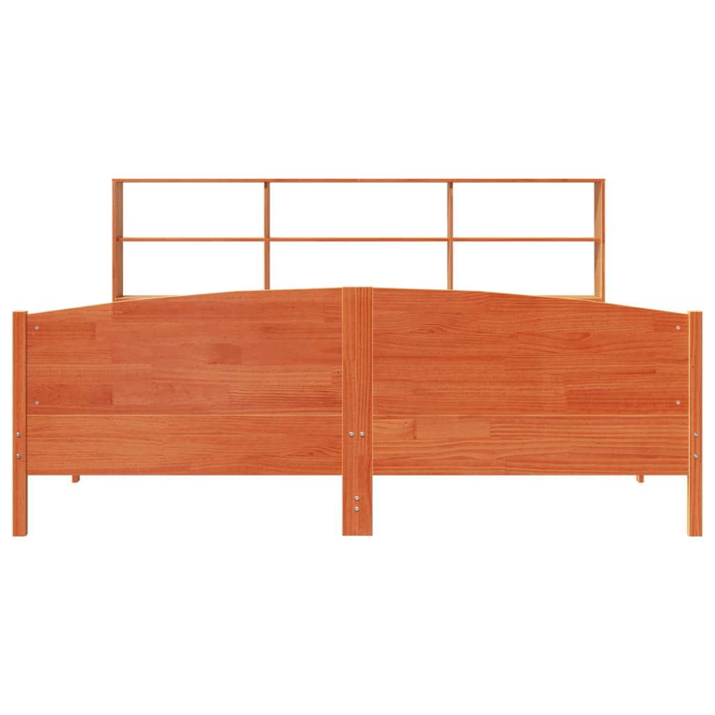 vidaXL Bookcase Bed without Mattress Wax Brown 200x200cm Solid Wood Pine