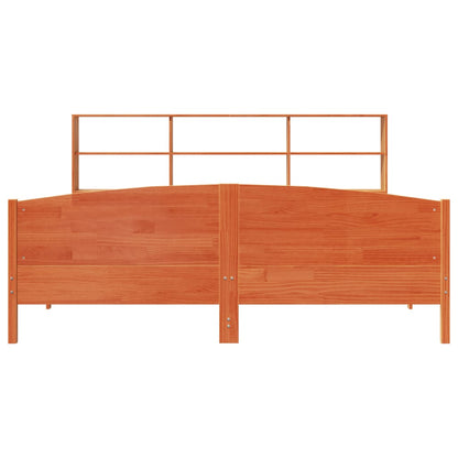 vidaXL Bookcase Bed without Mattress Wax Brown 200x200cm Solid Wood Pine