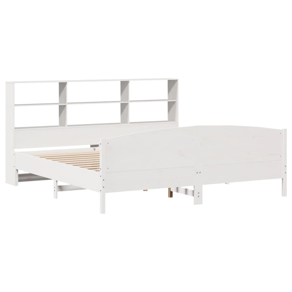 vidaXL Bookcase Bed without Mattress White 180x200 cm Super King Solid Wood Pine