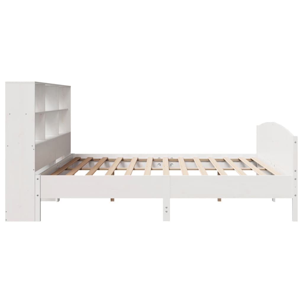 vidaXL Bookcase Bed without Mattress White 180x200 cm Super King Solid Wood Pine
