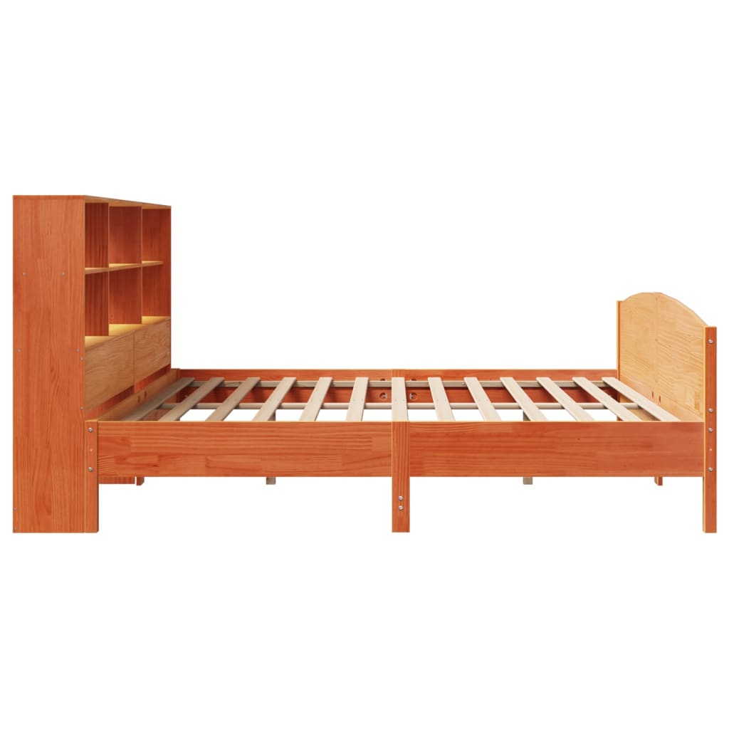 vidaXL Bookcase Bed without Mattress Wax Brown 180x200 cm Super King Solid Wood Pine