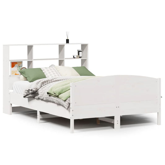 vidaXL Bookcase Bed without Mattress White 160x200cm Solid Wood Pine