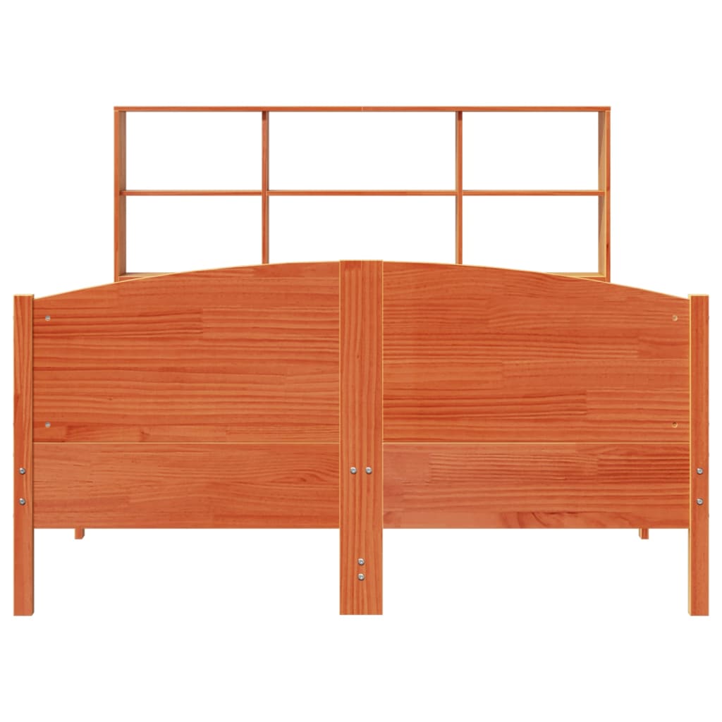 vidaXL Bookcase Bed without Mattress Wax Brown 150x200 cm King Size Solid Wood Pine