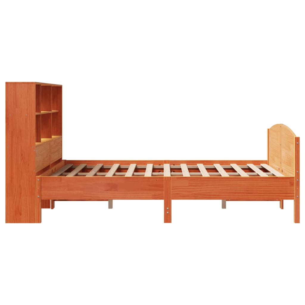 vidaXL Bookcase Bed without Mattress Wax Brown 150x200 cm King Size Solid Wood Pine