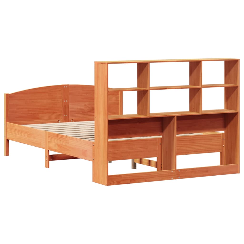 vidaXL Bookcase Bed without Mattress Wax Brown 150x200 cm King Size Solid Wood Pine