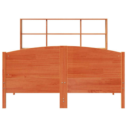 vidaXL Bookcase Bed without Mattress Wax Brown 140x200cm Solid Wood Pine