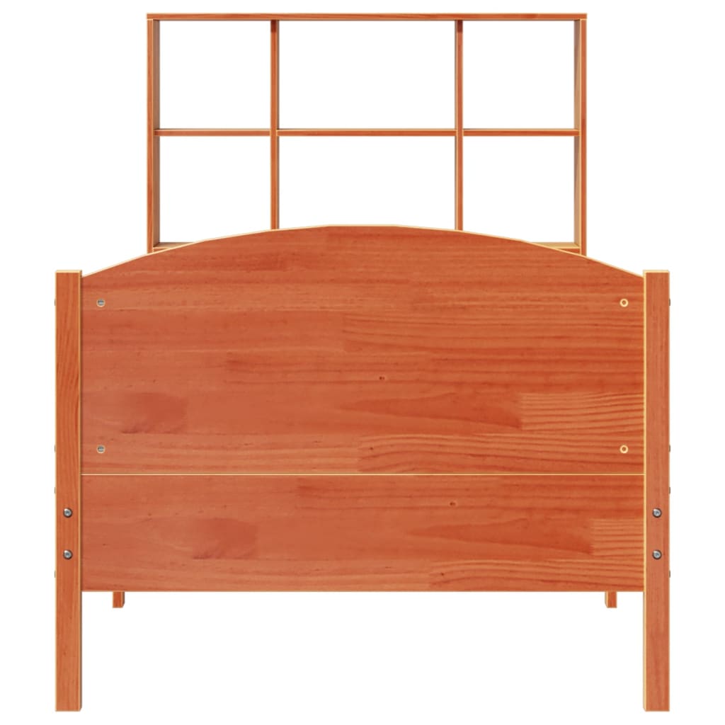 vidaXL Bookcase Bed without Mattress Wax Brown 100x200cm Solid Wood Pine