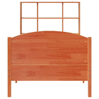 vidaXL Bookcase Bed without Mattress Wax Brown 100x200cm Solid Wood Pine