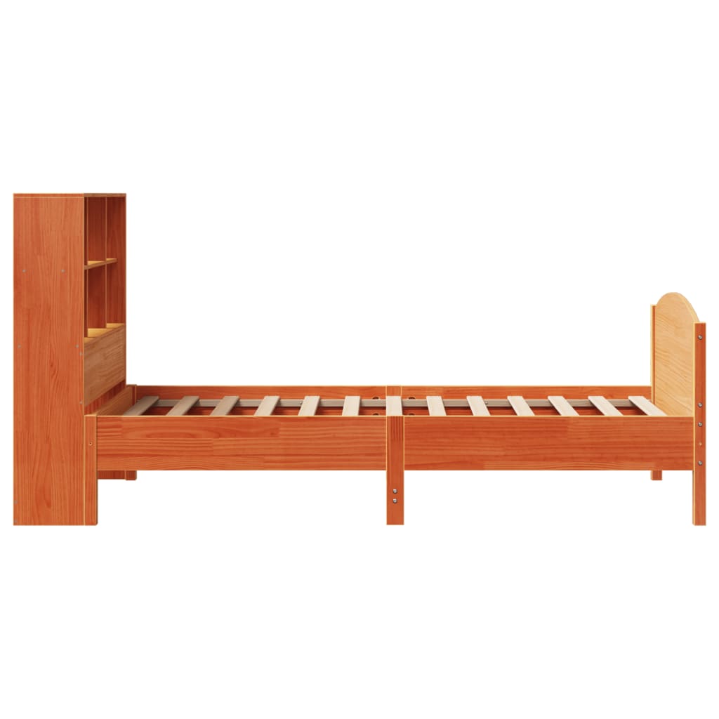 vidaXL Bookcase Bed without Mattress Wax Brown 100x200cm Solid Wood Pine