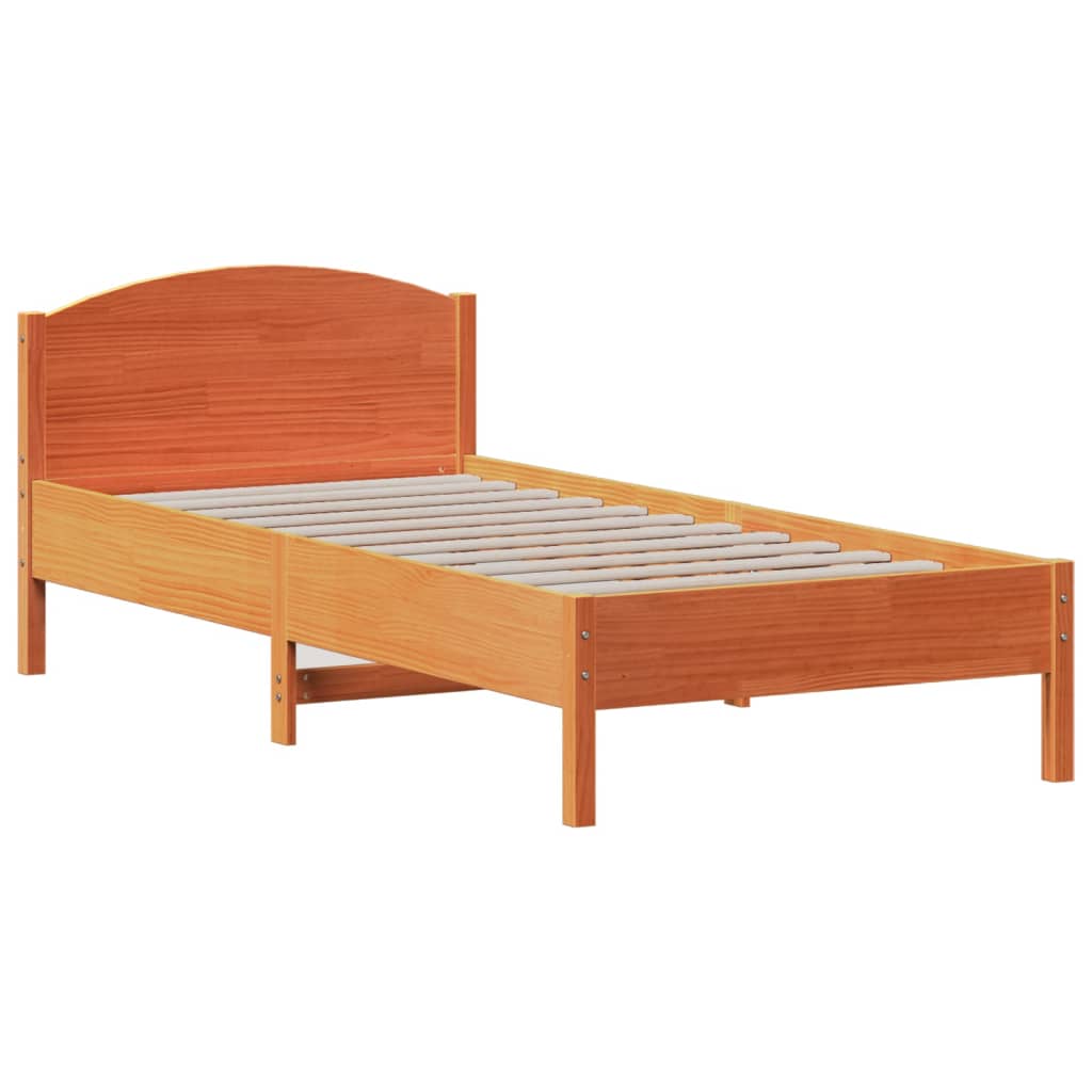 vidaXL Bookcase Bed without Mattress Wax Brown 75x190 cm Small Single Solid Wood Pine