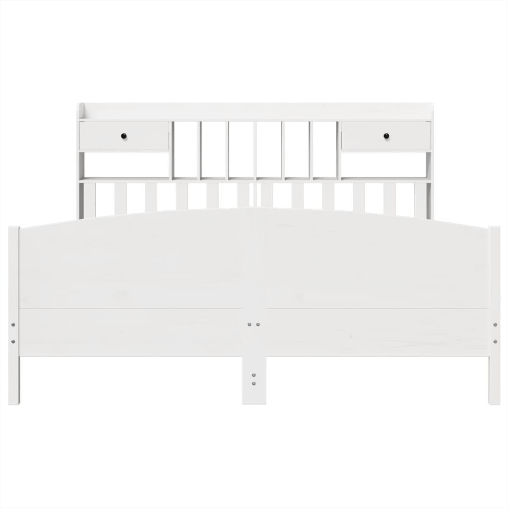 vidaXL Bookcase Bed without Mattress White 180x200 cm Super King Solid Wood Pine