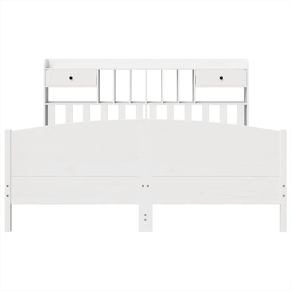 vidaXL Bookcase Bed without Mattress White 180x200 cm Super King Solid Wood Pine