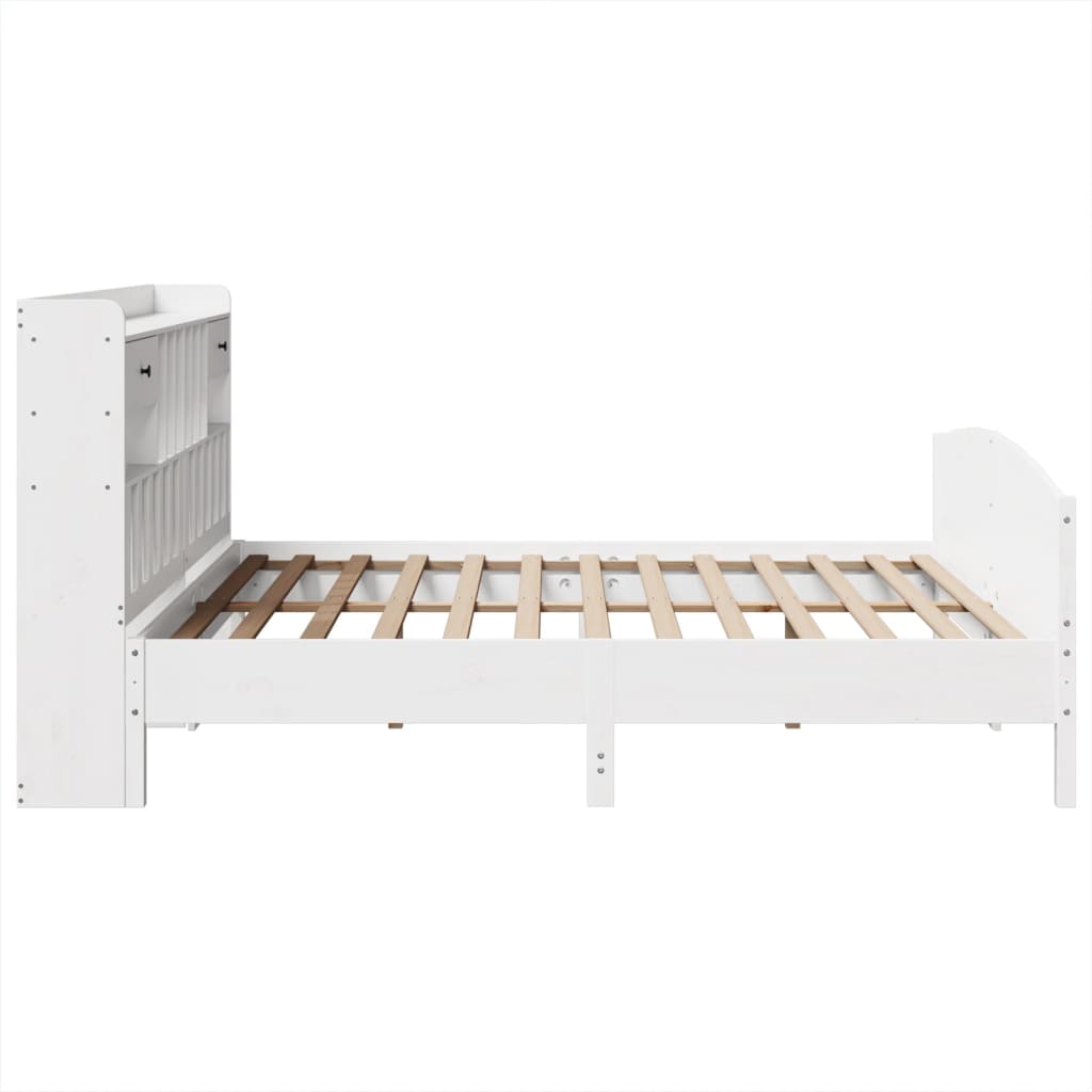 vidaXL Bookcase Bed without Mattress White 180x200 cm Super King Solid Wood Pine