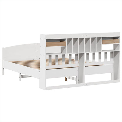 vidaXL Bookcase Bed without Mattress White 180x200 cm Super King Solid Wood Pine