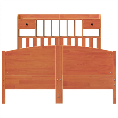 vidaXL Bookcase Bed without Mattress Wax Brown 160x200cm Solid Wood Pine