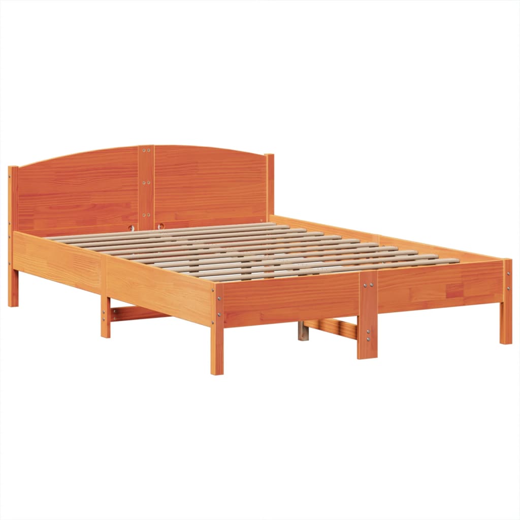 vidaXL Bookcase Bed without Mattress Wax Brown 160x200cm Solid Wood Pine