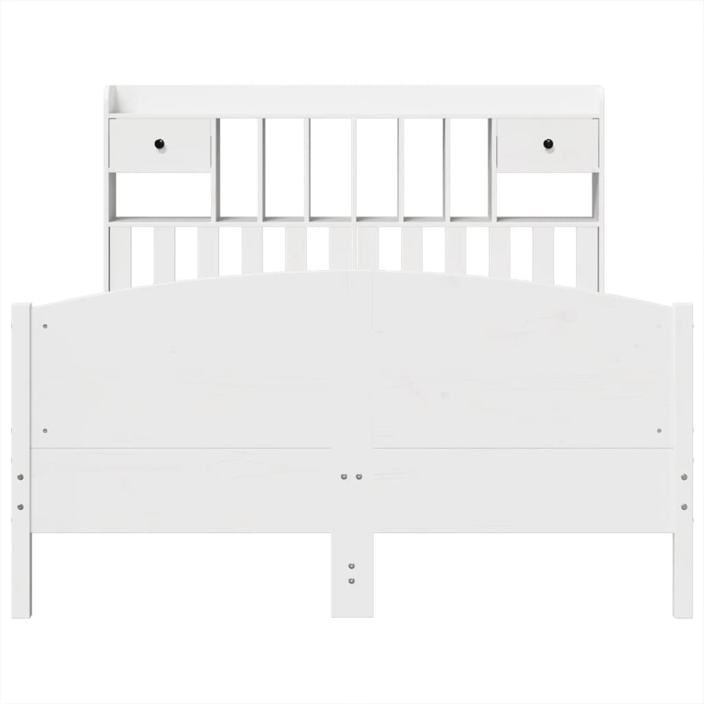 vidaXL Bookcase Bed without Mattress White 150x200 cm King Size Solid Wood Pine