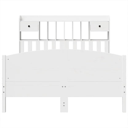 vidaXL Bookcase Bed without Mattress White 150x200 cm King Size Solid Wood Pine