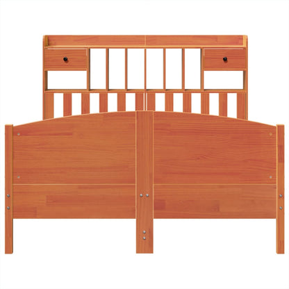 vidaXL Bookcase Bed without Mattress Wax Brown 150x200 cm King Size Solid Wood Pine