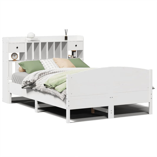 vidaXL Bookcase Bed without Mattress White 140x200cm Solid Wood Pine