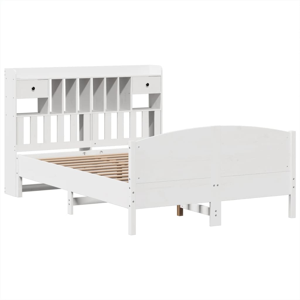 vidaXL Bookcase Bed without Mattress White 140x200cm Solid Wood Pine