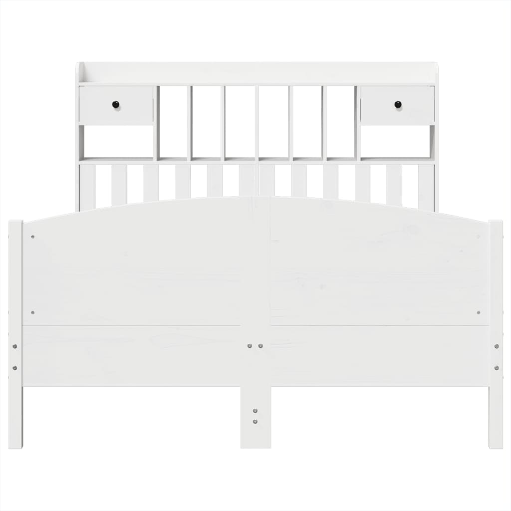 vidaXL Bookcase Bed without Mattress White 140x200cm Solid Wood Pine