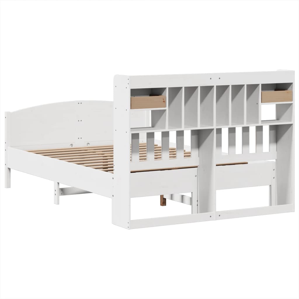 vidaXL Bookcase Bed without Mattress White 140x200cm Solid Wood Pine