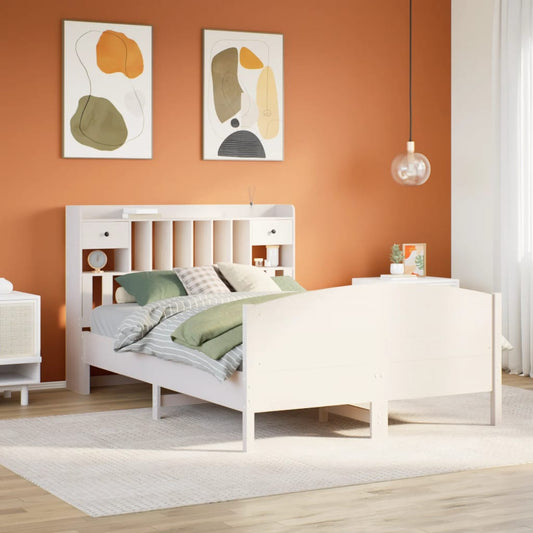 vidaXL Bookcase Bed without Mattress White 140x200cm Solid Wood Pine