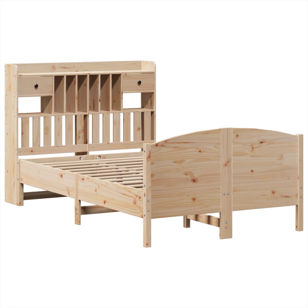 vidaXL Bookcase Bed without Mattress 135x190 cm Double Solid Wood Pine