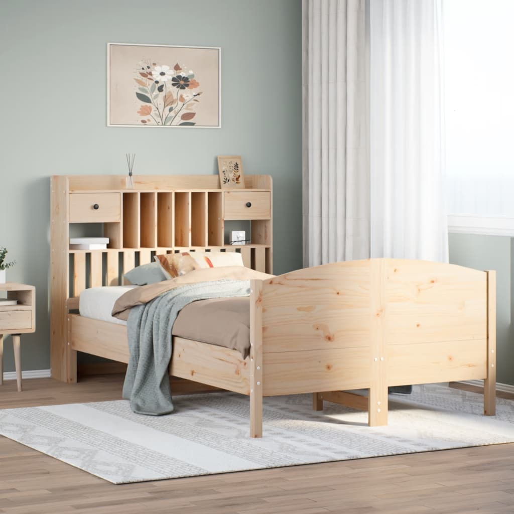 vidaXL Bookcase Bed without Mattress 135x190 cm Double Solid Wood Pine