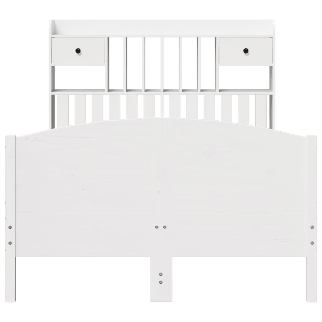 vidaXL Bookcase Bed without Mattress White 135x190 cm Double Solid Wood Pine