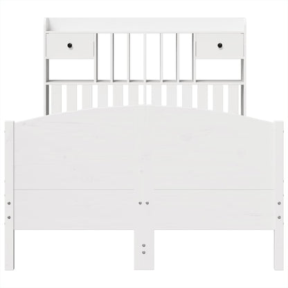 vidaXL Bookcase Bed without Mattress White 135x190 cm Double Solid Wood Pine