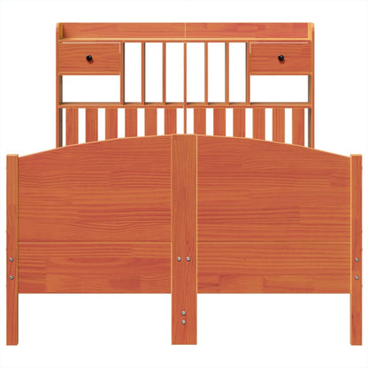 vidaXL Bookcase Bed without Mattress Wax Brown 135x190 cm Double Solid Wood Pine