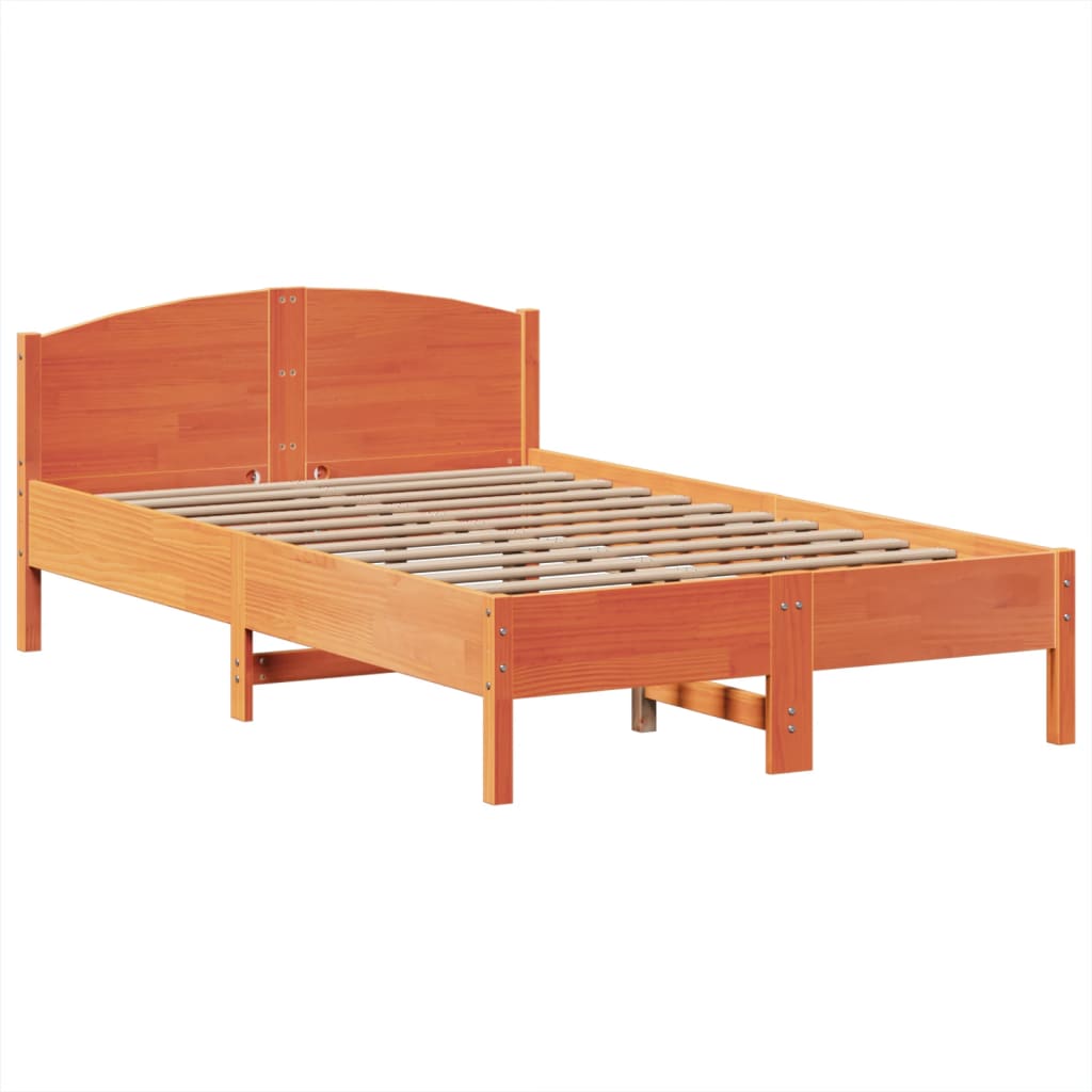 vidaXL Bookcase Bed without Mattress Wax Brown 135x190 cm Double Solid Wood Pine